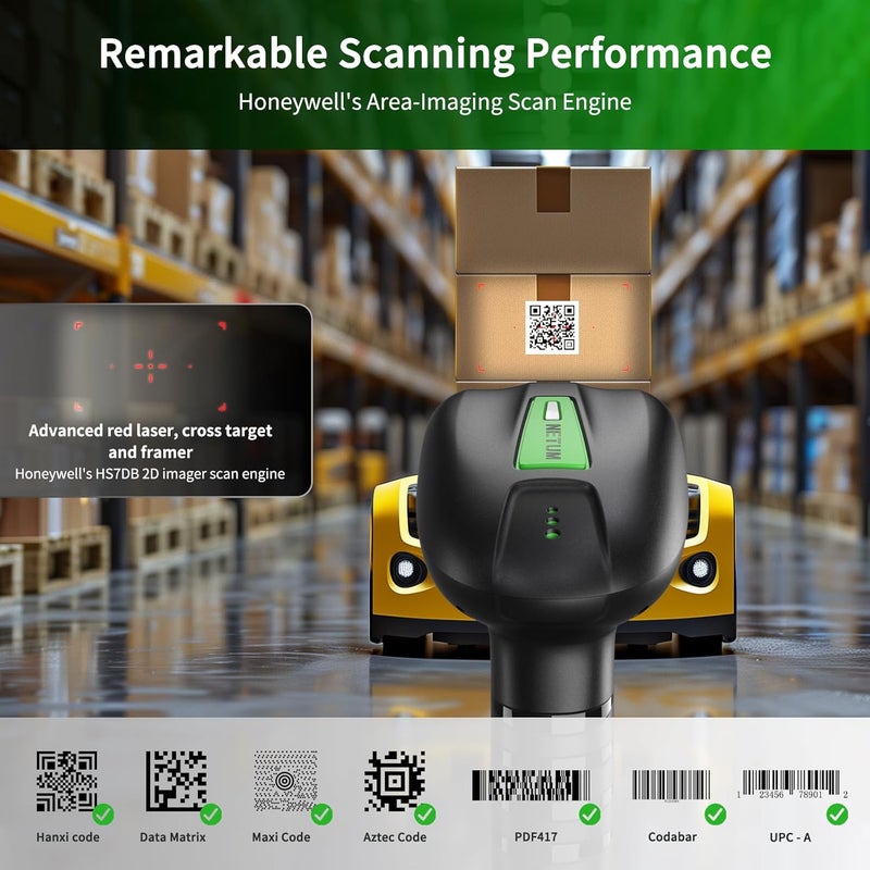 NETUM Rugged Wireless QR Code Scanner with Honeywell's Area-Imaging Scan Engine, Bluetooth 2D 1D Bar Code Reader 2600mAh Drop Protection Shock Dust Proof for Windows Mac Android iOS (NT-1900) - Image 2